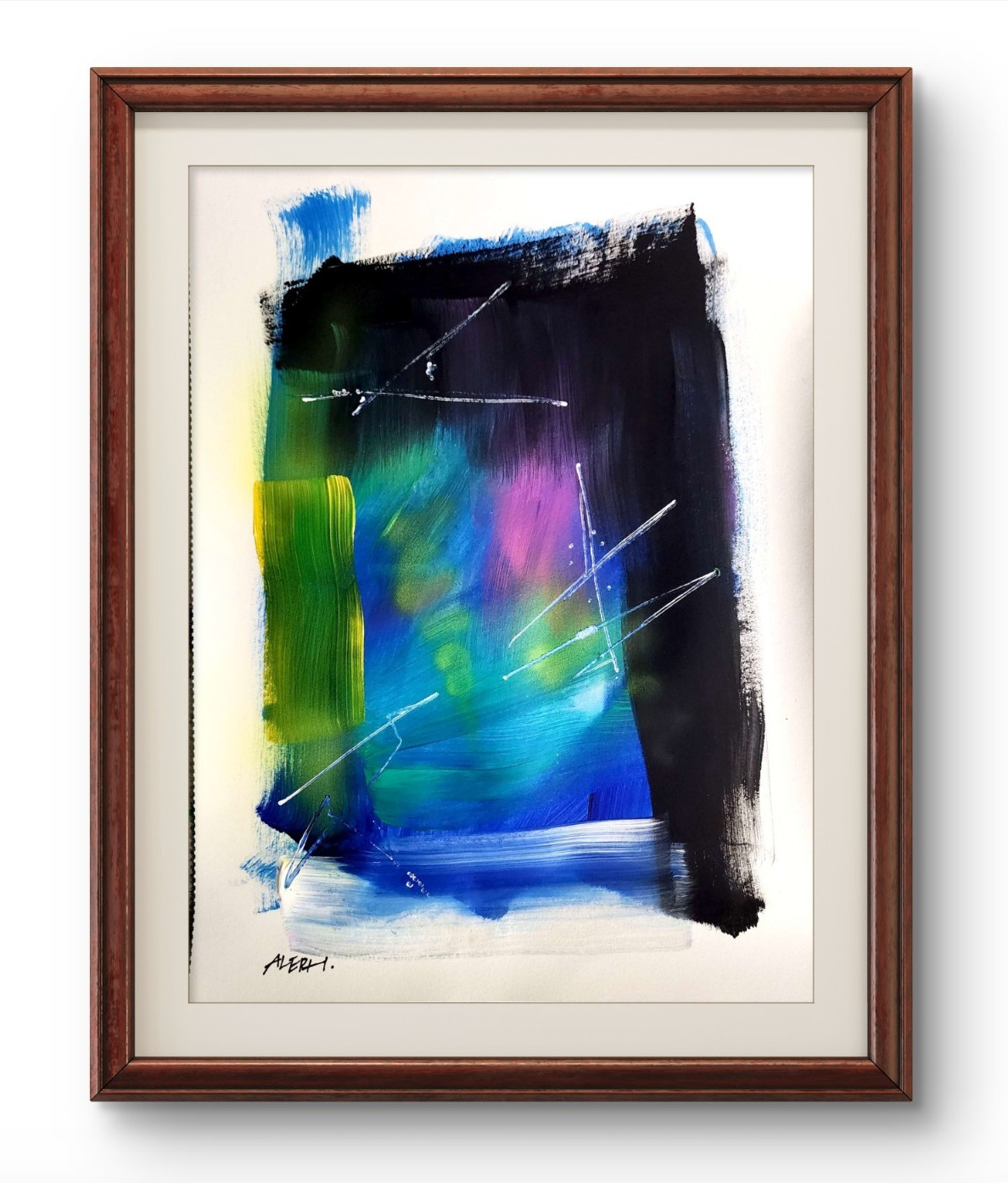 Aleph Original Art 14x11 Abstract Expressionist Original Painting Gallery Paper