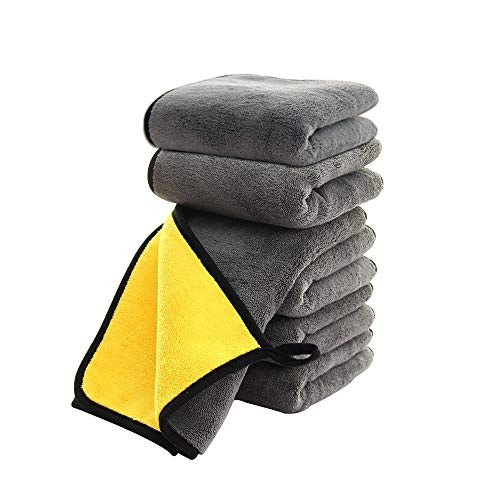 Ultrasoft, Large, Thick and Quick Drying Car 6pack,16 X 16inches Grey-yellow