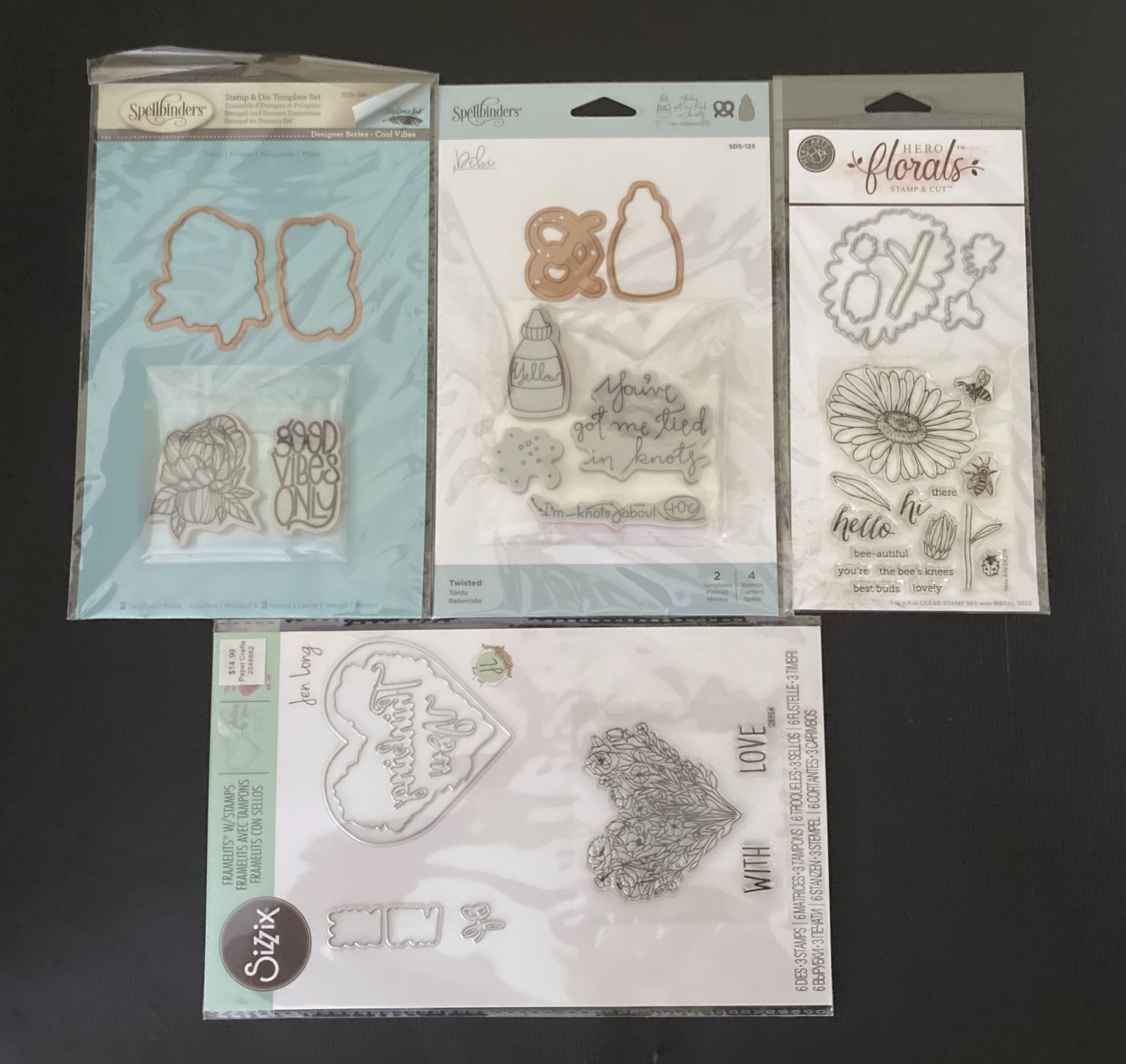Lot 4 NEW Stamp & Die Sets Spellbinders SDS-125 SDS-096 Sizzix 2046662 Hero Art