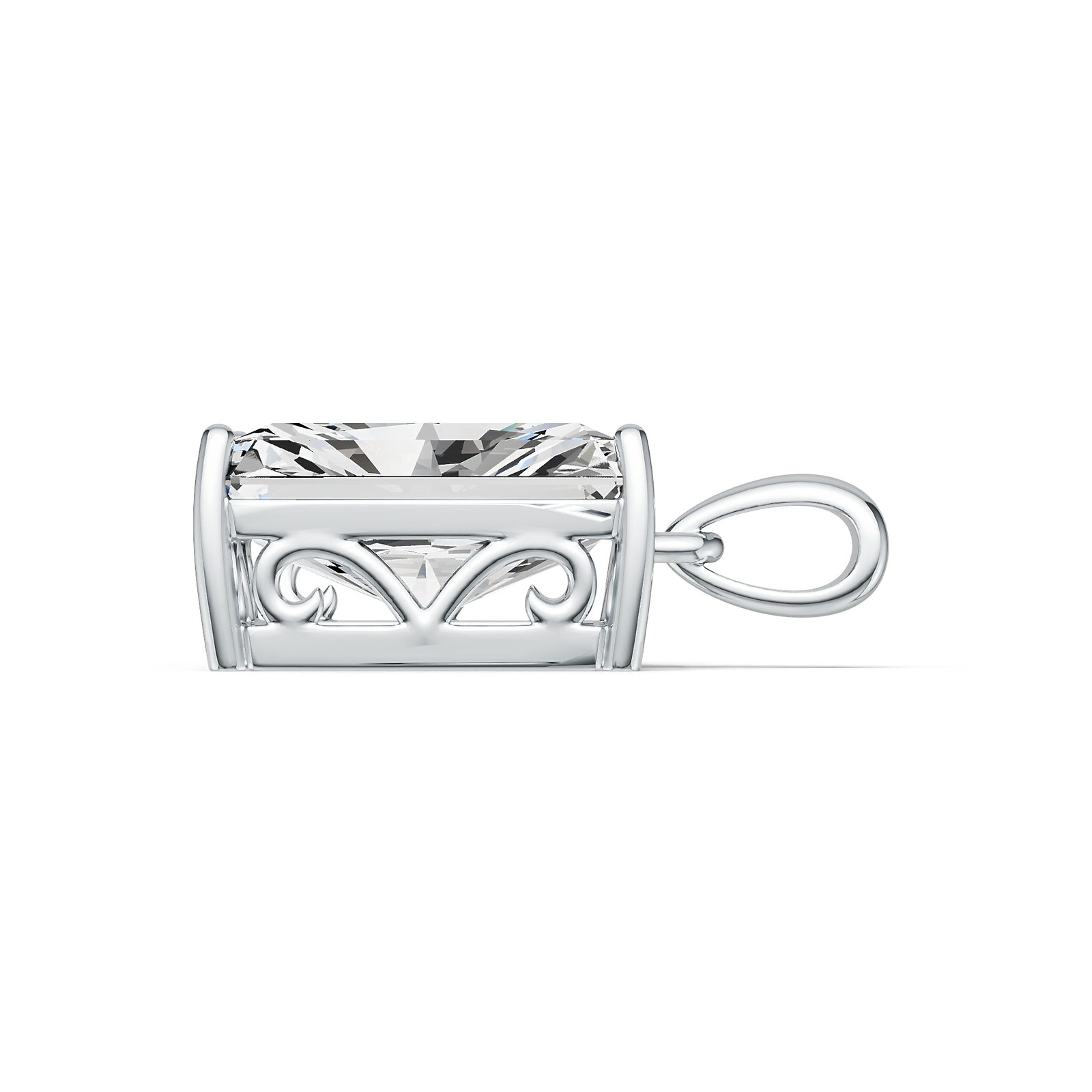 Sterling Silver Semi Mount Pendant Setting Emerald OCT 14X10mm