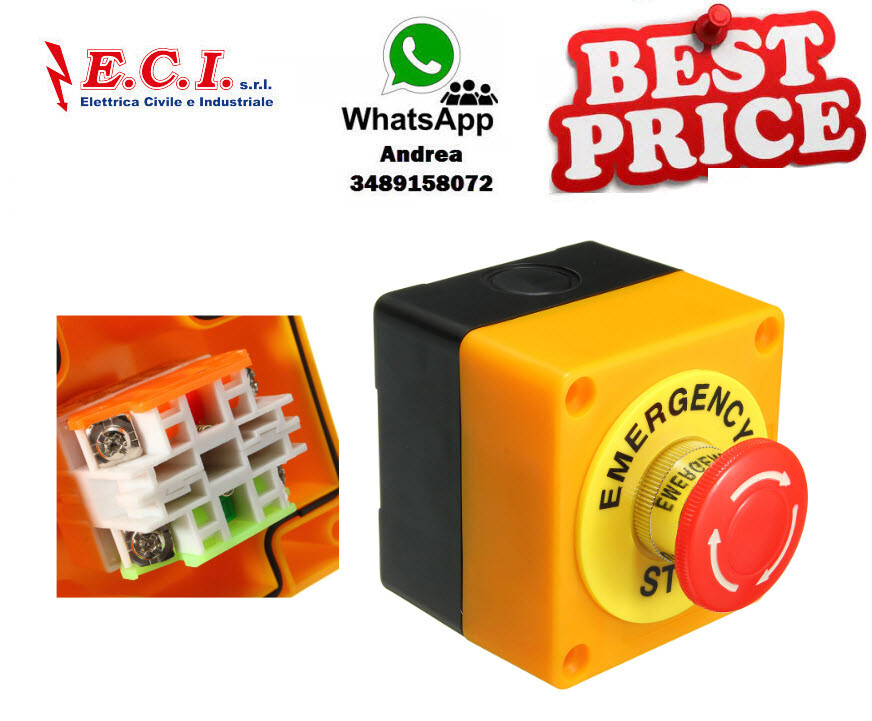Mushroom Button Switch 1 NO 1 NC 10A 660V Waterproof Emergency Stop