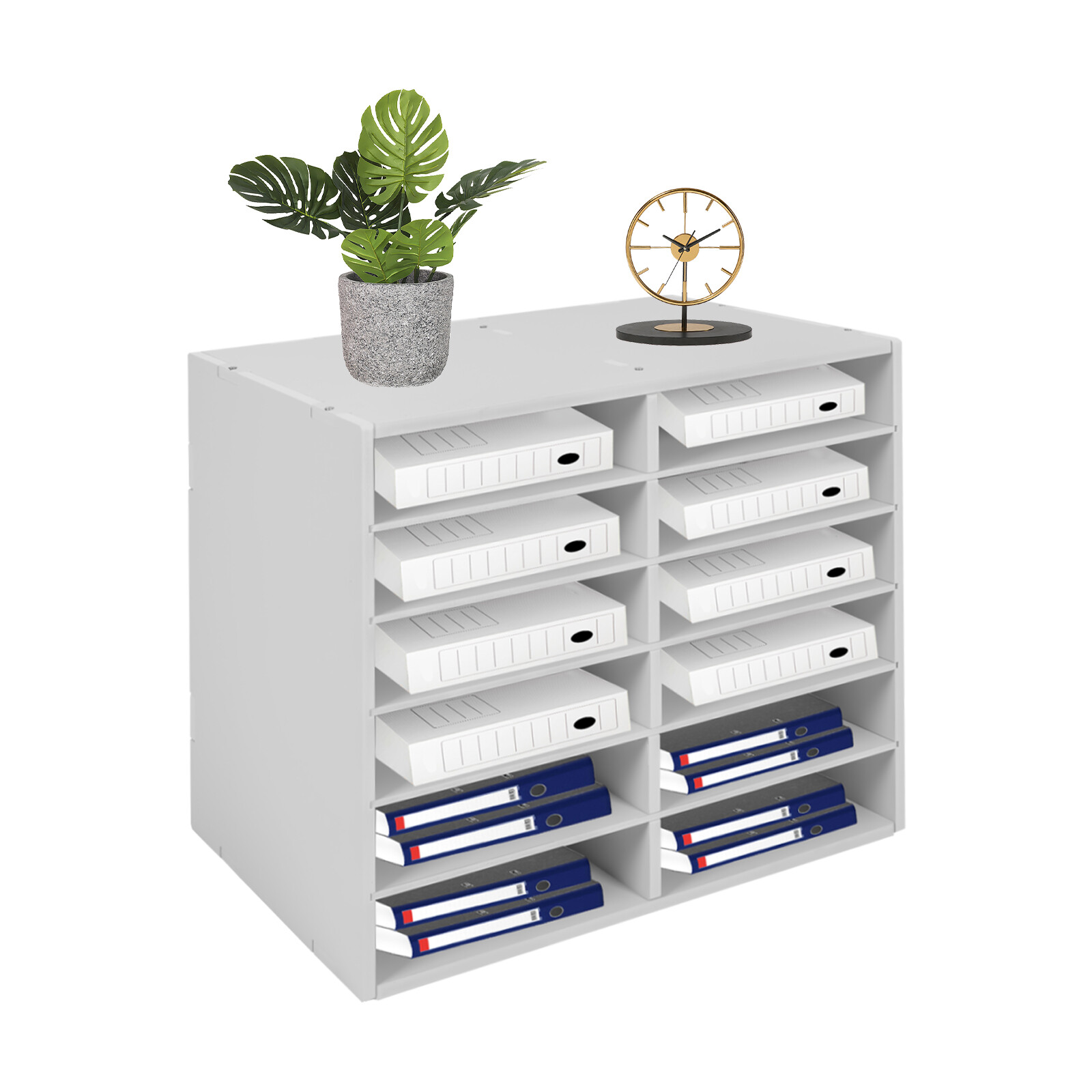 12Compartments Literature Organizer File Sorter Mail Center Holder Paper Cabinet