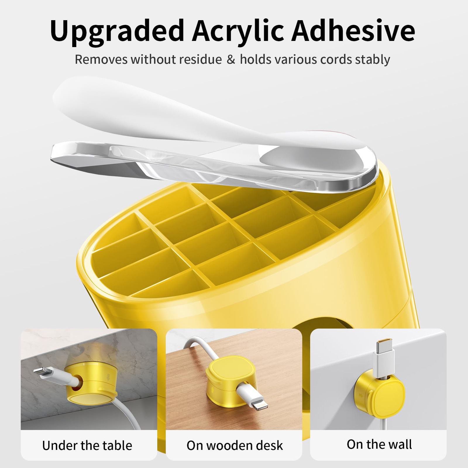 12 Pack Magnetic Cable Management Clips - FlyCoco Cord 12, 12 Yellow