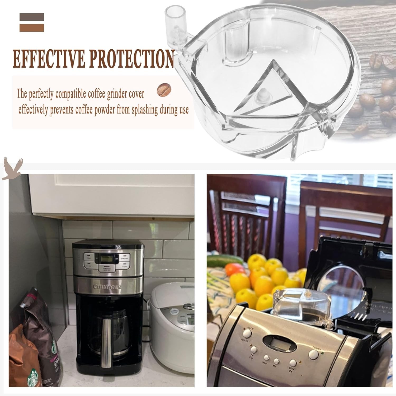 Replacement for Cuisinart Coffee Maker Clear Replacement Grinder Assembly Lid D
