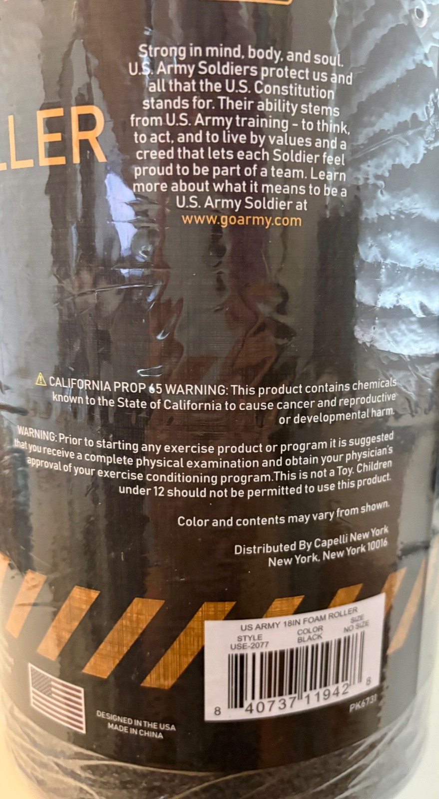 US Army 18" Black Foam Roller High Density