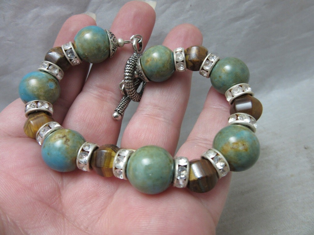 Ceramic beads & tiger eye stone bracelet. Jewelry By Titi