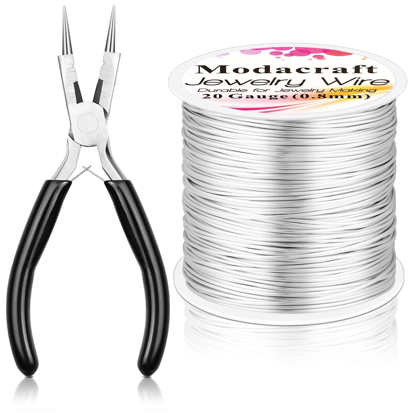 20 Gauge Silver Jewelry Wire with 4 in 1 Plier modacraft 82FT Craft Wire 0.8m...