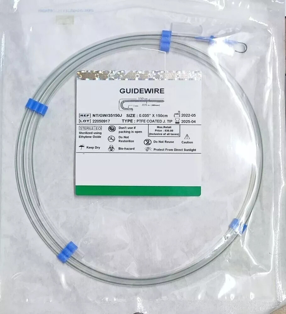 PTFE Guidewire Urology 0.038mm x 150CM Length J Tip 25Pc Lot