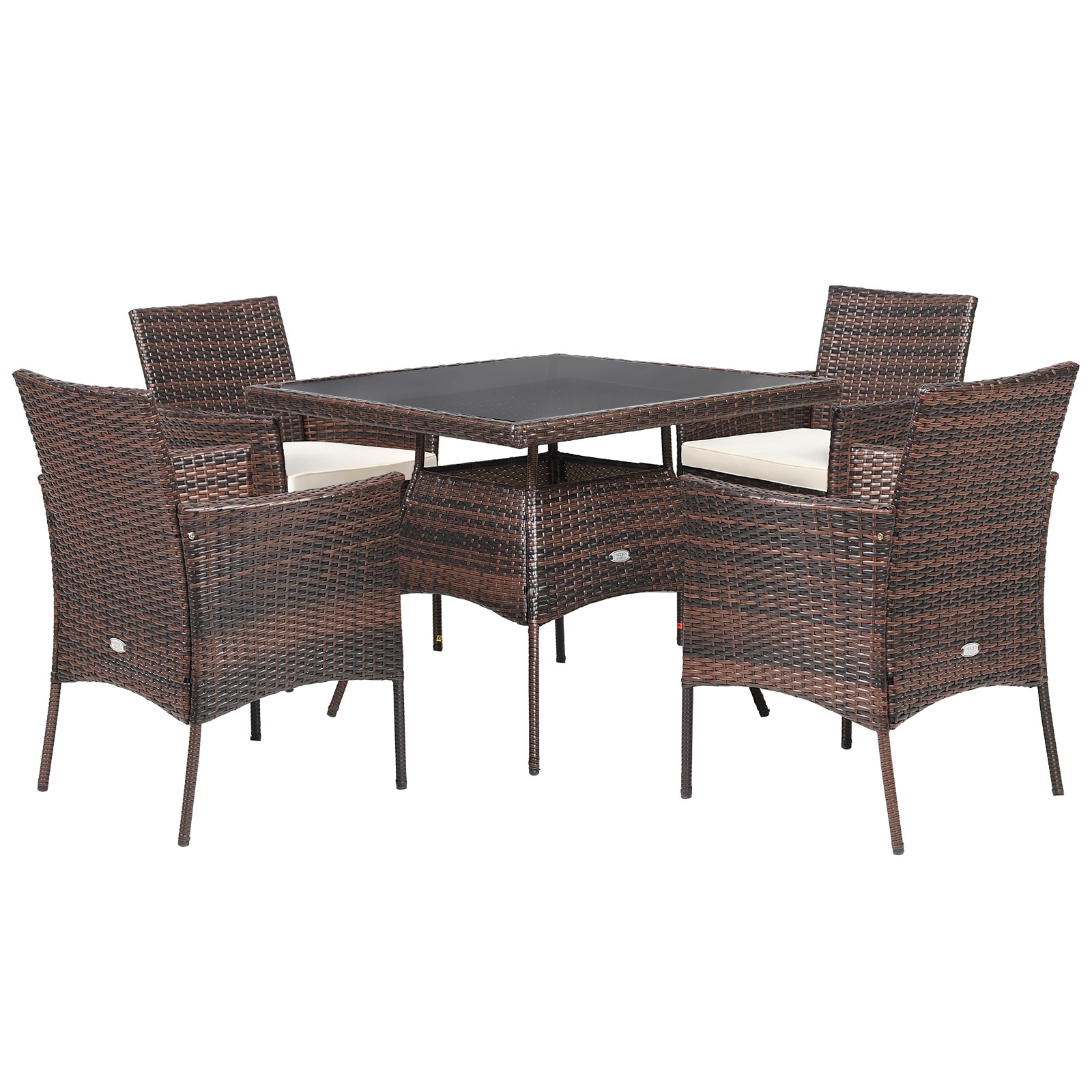 Patiojoy 5 PCS Outdoor Rattan Dining Set Patio Wicker Conversation Set