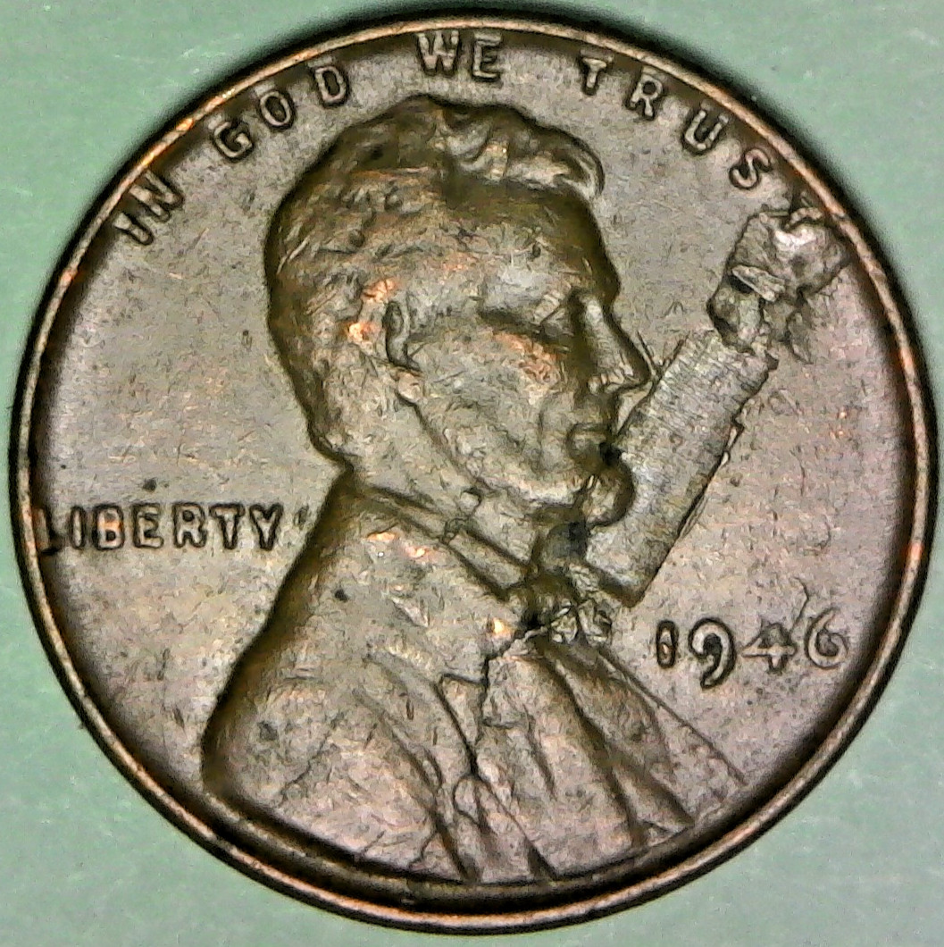 1946 Lincoln Cent Peeling Planchet Lamination Error