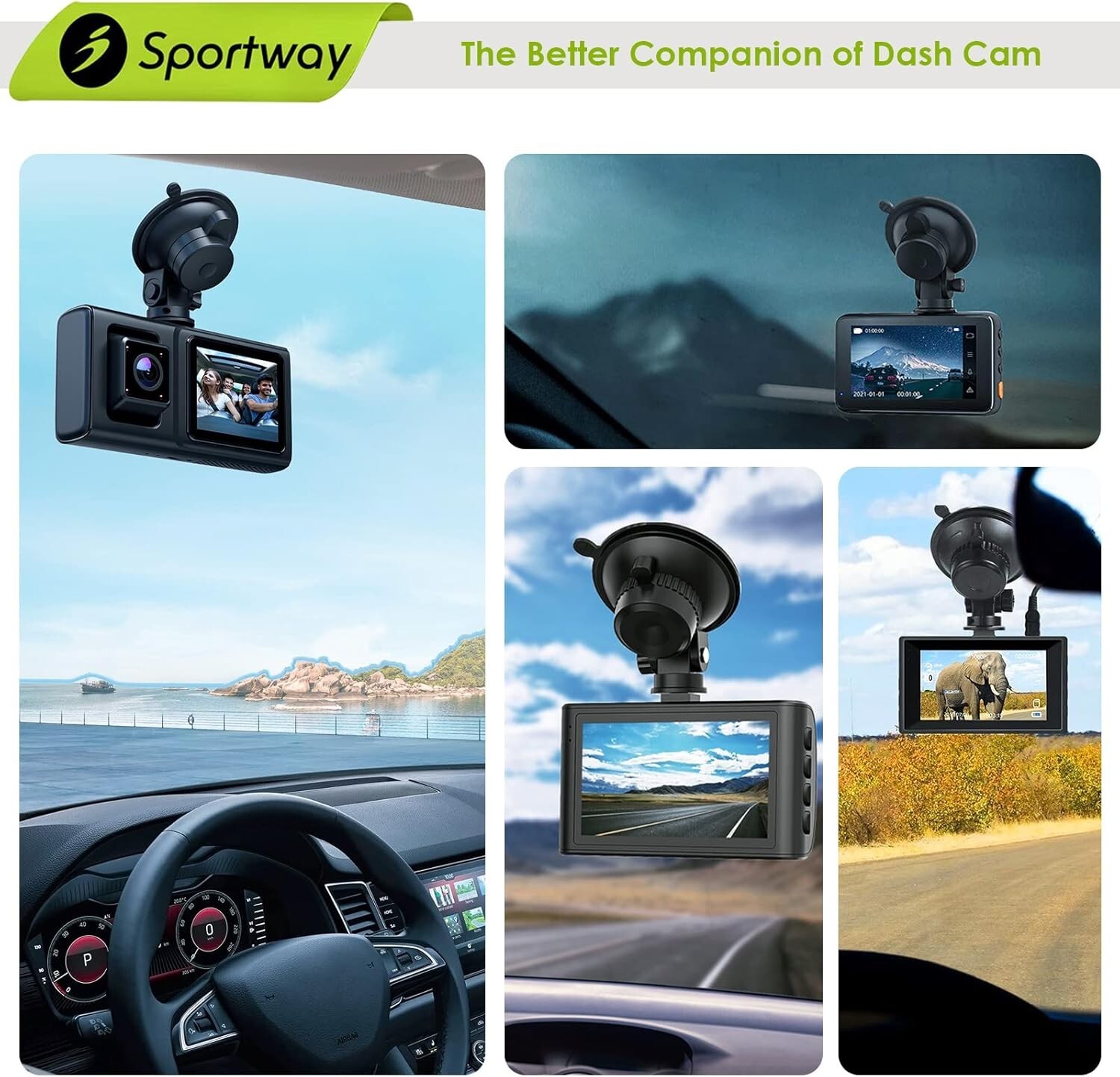 Suction Cup Dash Cam Mount ABS 4.33" 360° Rotation Secure Windshield Holder
