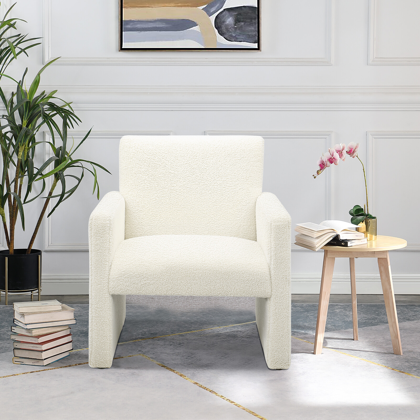 Modern Accent Sofa w/ Arms Upholstered Reading Armrest Chair for Living Room USA