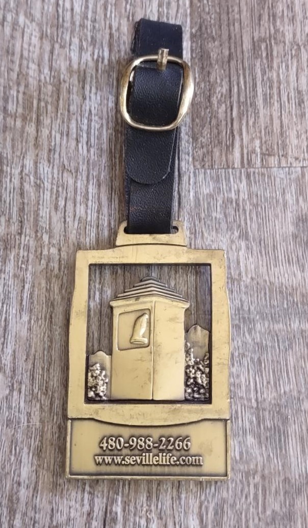 Brass SEVILLE GOLF & COUNTRY CLUB (Gilbert, Arizona) FOB on Strap