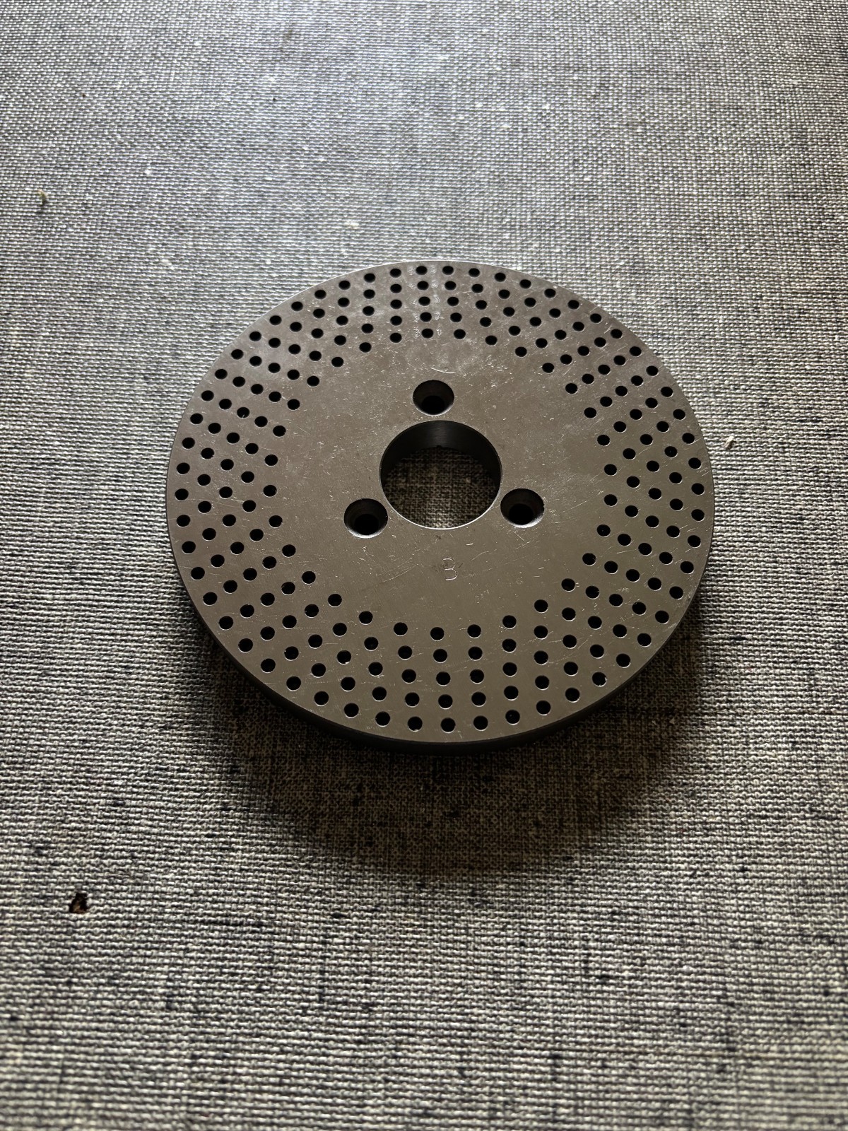 INDEX PLATE B,  2 SIDED, 5" O.D.,  INDEXER, DIVIDING HEAD, ROTARY TABLE