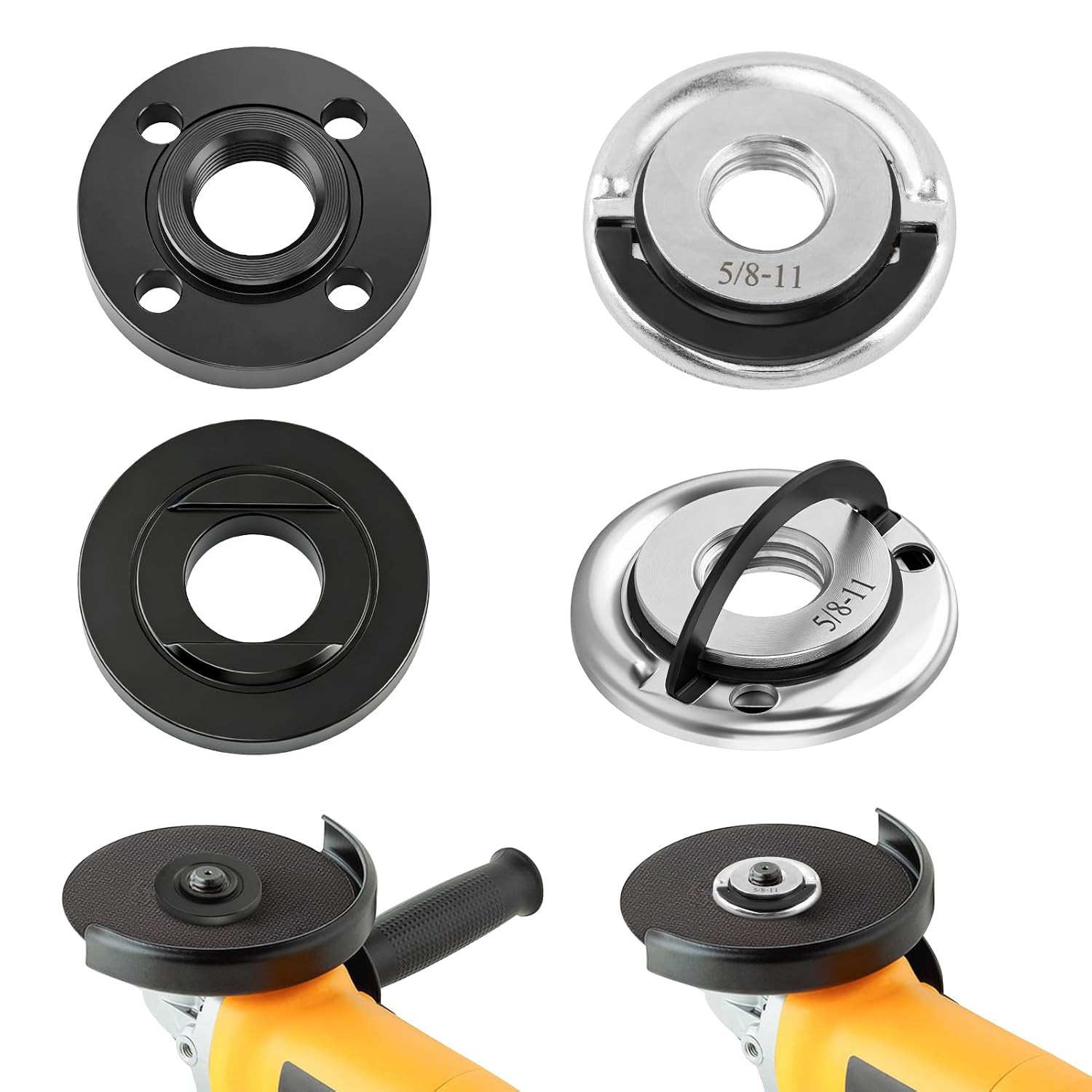2PCS 5/8-11 Angle Grinder Flange Nuts Quick Change Lock Nuts Inner Outer Set