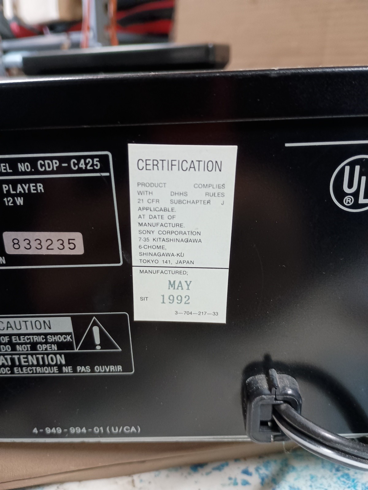 Sony CD Player 5 Disc Changer CDP-C425 - Tested W/Remote