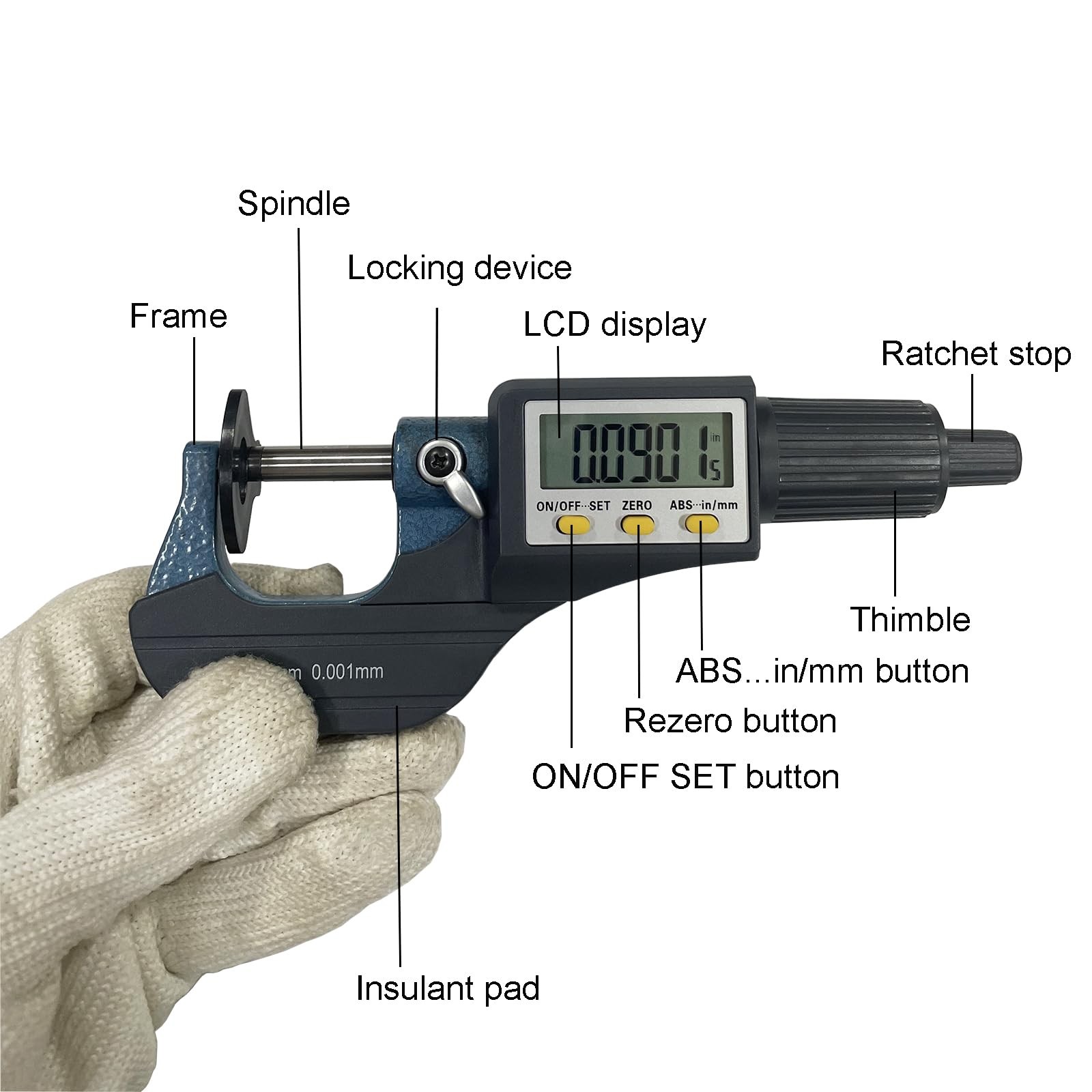Digital Outside Micrometer, Digital Electronic Display Micrometer 0-1"/0-25mm...