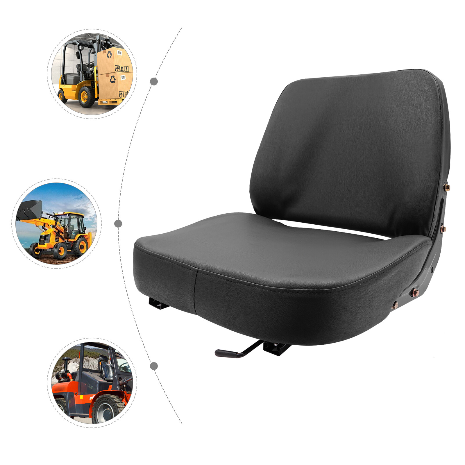 Forklift Truck Seat Universal Waterproof Tractor Seat Adjustable Black PVC