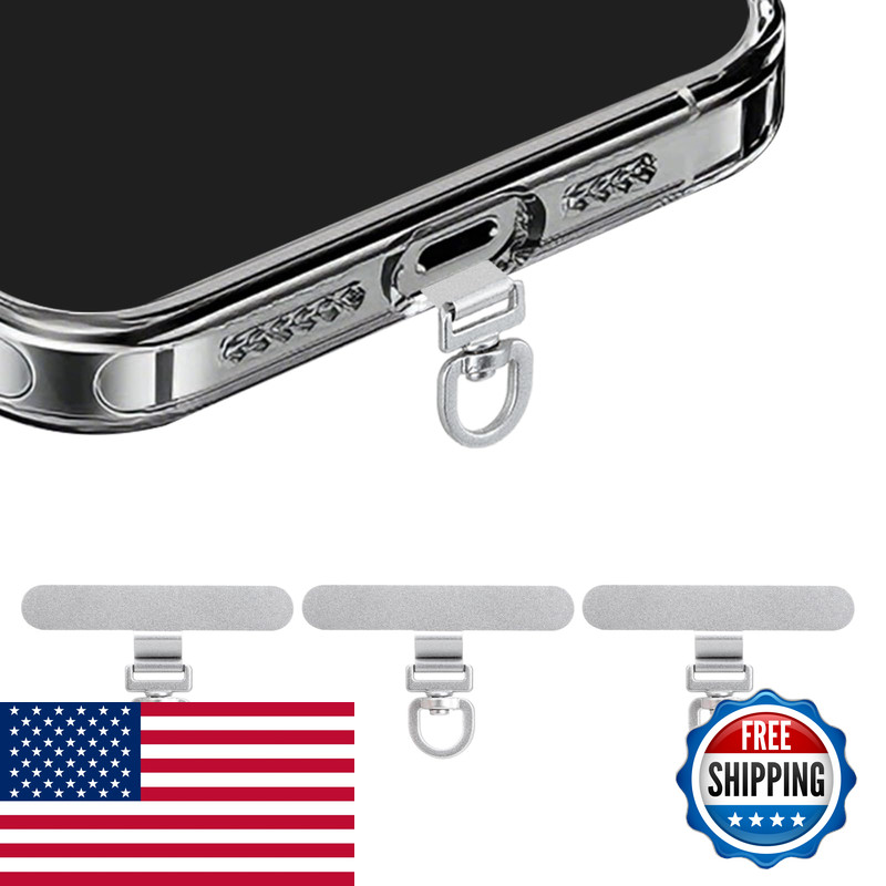 Yojaro 360 Rotating Stainless Steel Phone Tether Tab Silvery 3-Pack - Universal