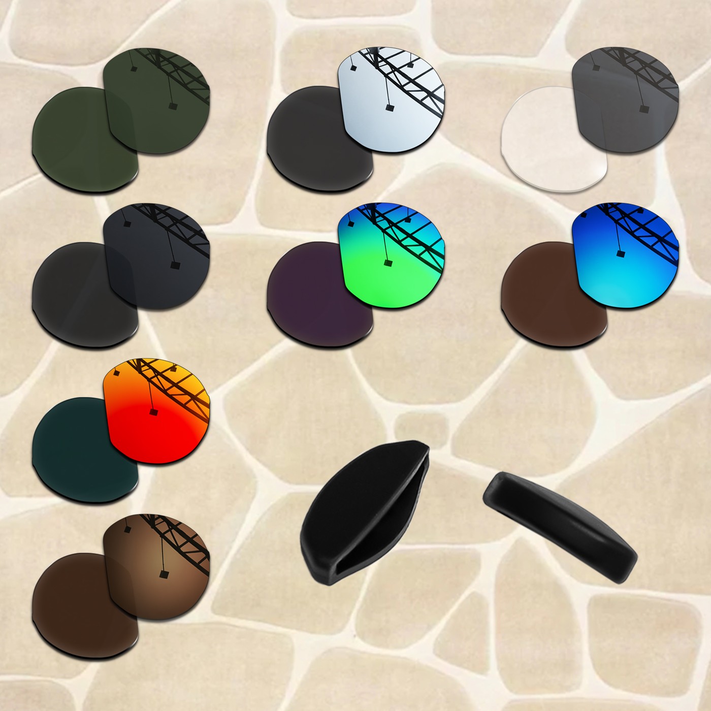 Polarized Replacement Lenses & Nose Pads Piece for Oakley HSTN OO9242 52mm