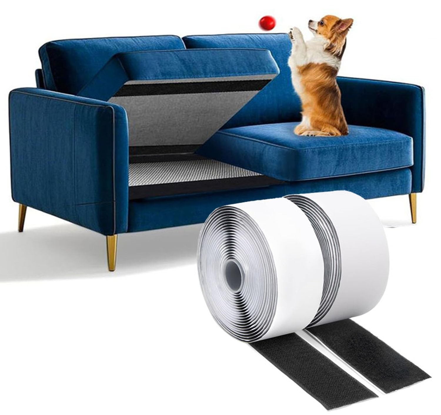 2 Inch x 20 Feet Black Heavy Duty Hook and Loop Tape Adhesive, Couch Cushions...