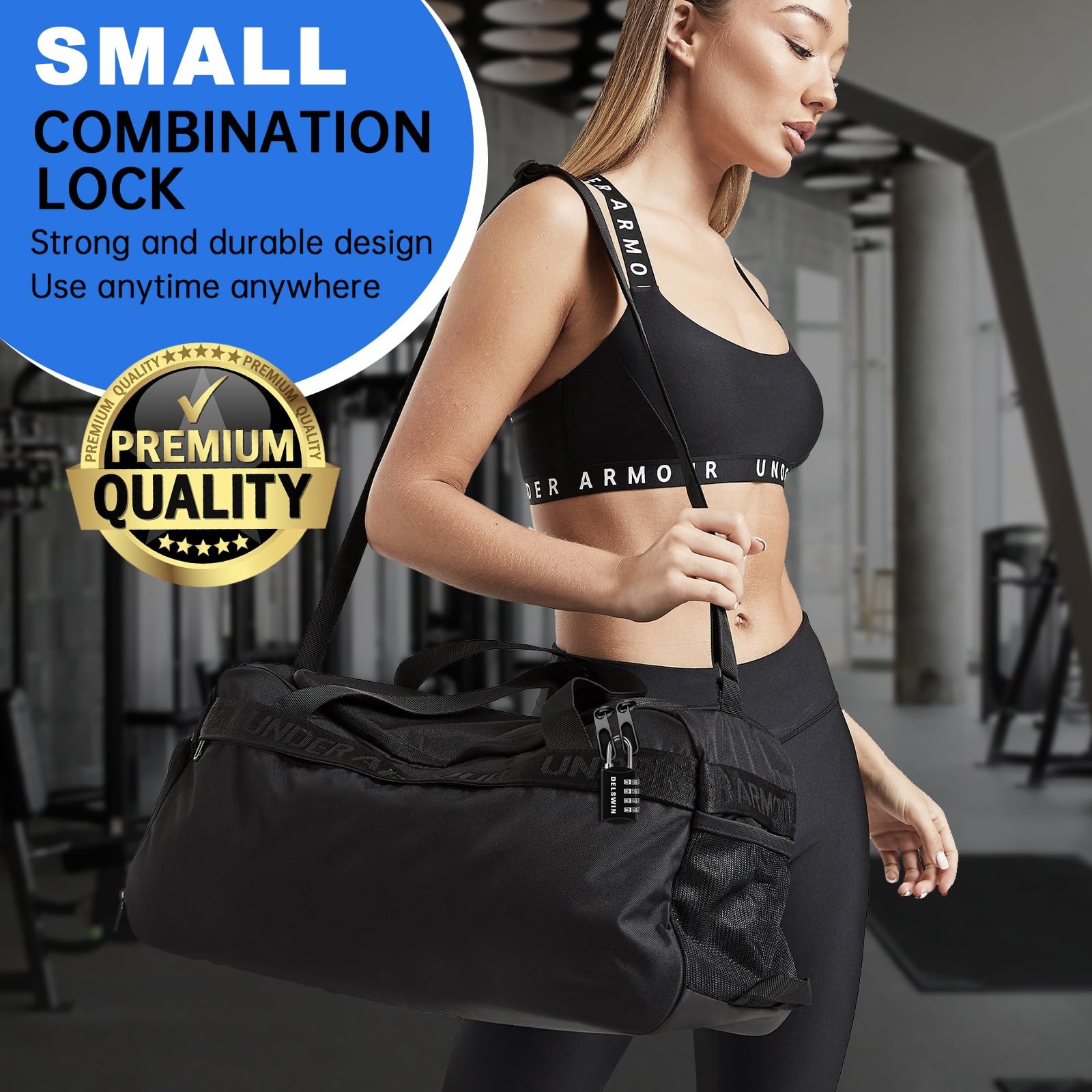 DELSWIN Small Combination Lock for Locker, 4-Digit 4 Pieces, Charcoal Black