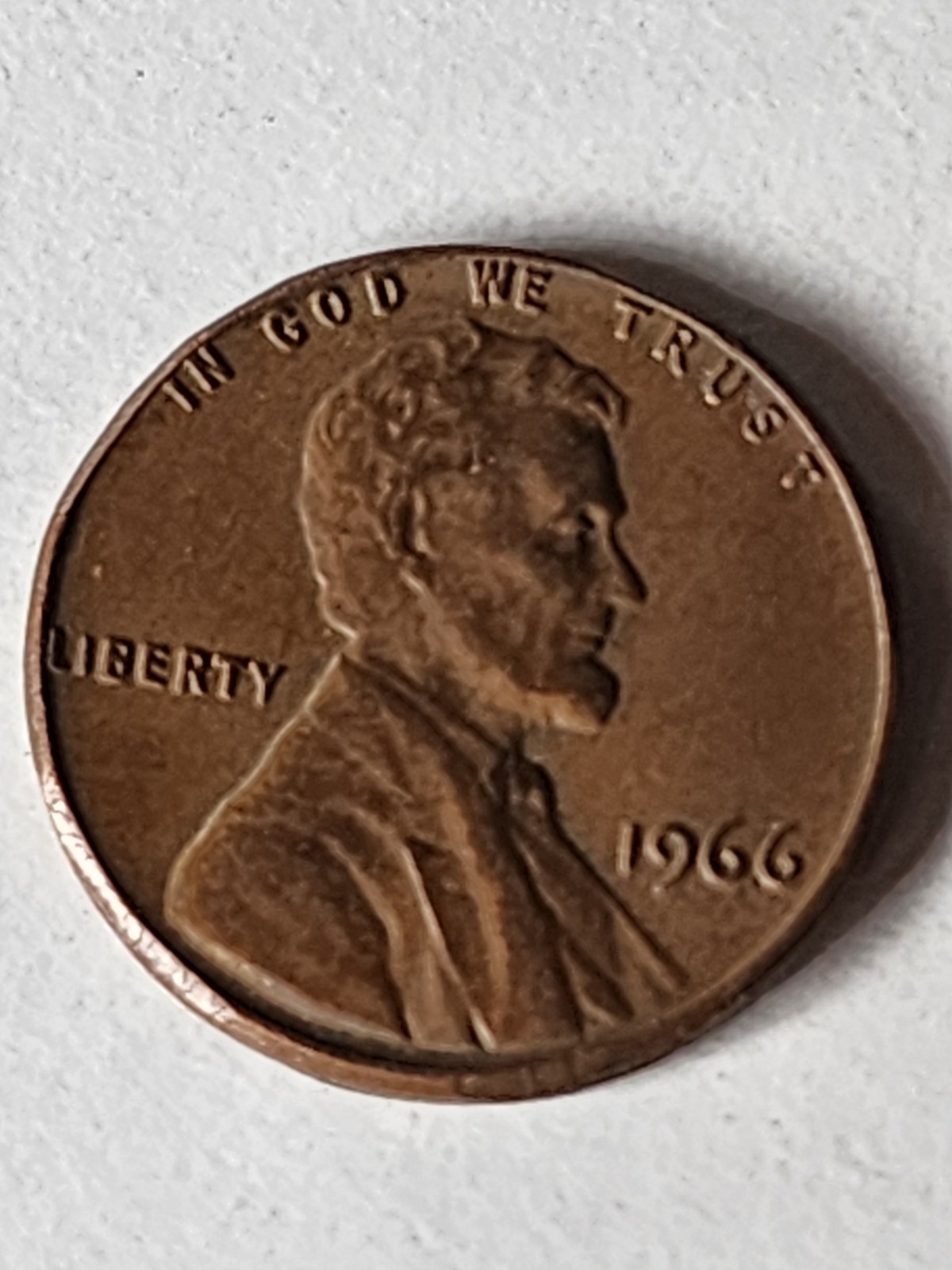 1966 penny no mint mark ”L” error On Rim