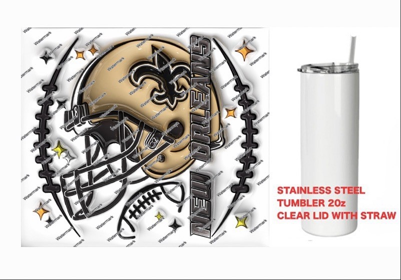 SAINTS   -  PUFFY 3D NFL HELMET Tumbler 20 oz Stainless Steel