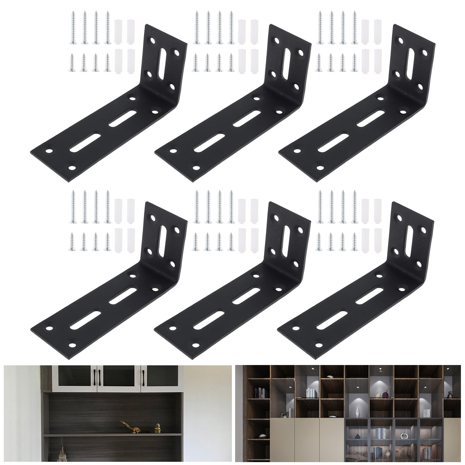 6pcs 40x60x121mm L Shaped Right Angle Brackets for Fixing Wood Furniture