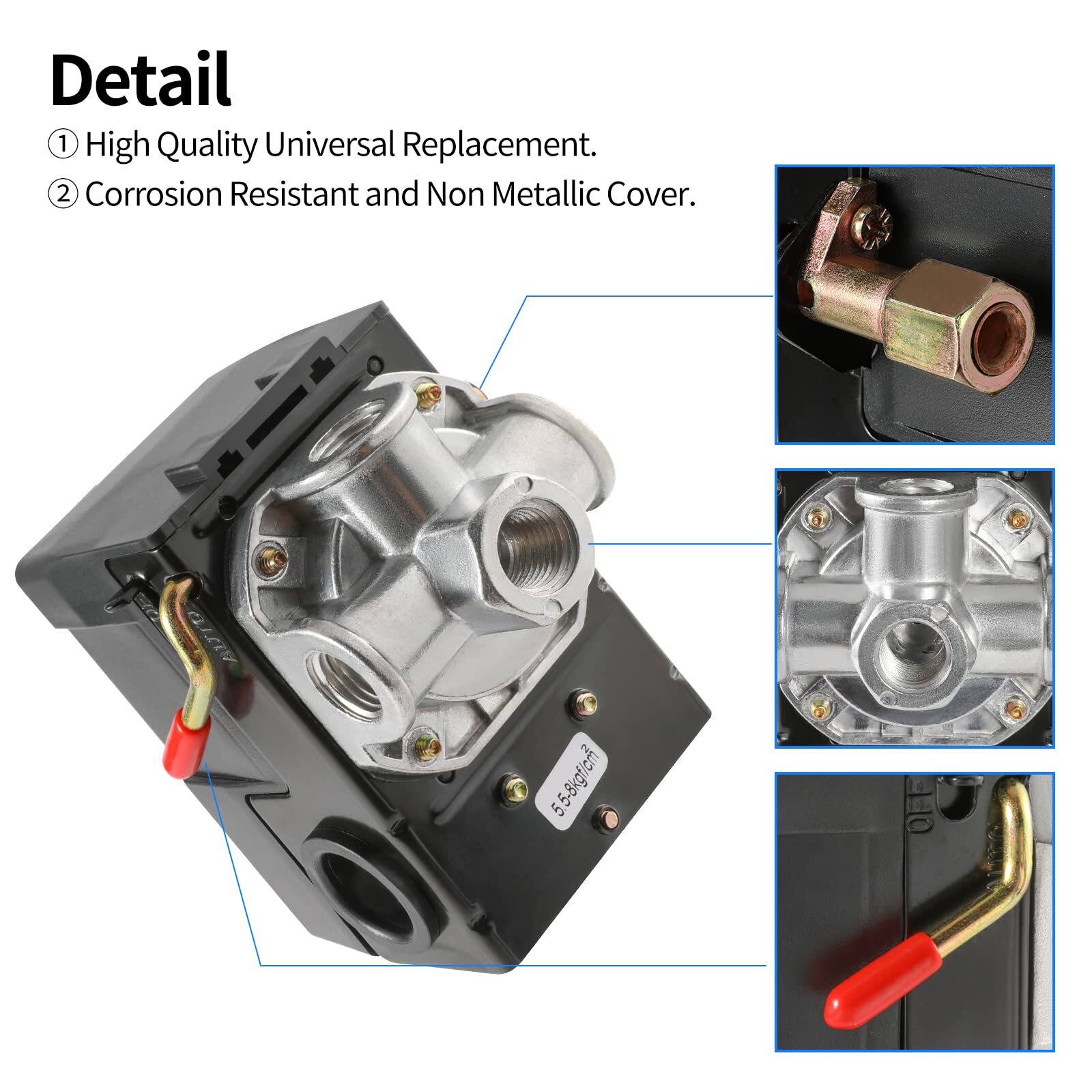 Air Compressor Pressure Switch Replacement LF10-4H with 95-125 PSI Range and 20A