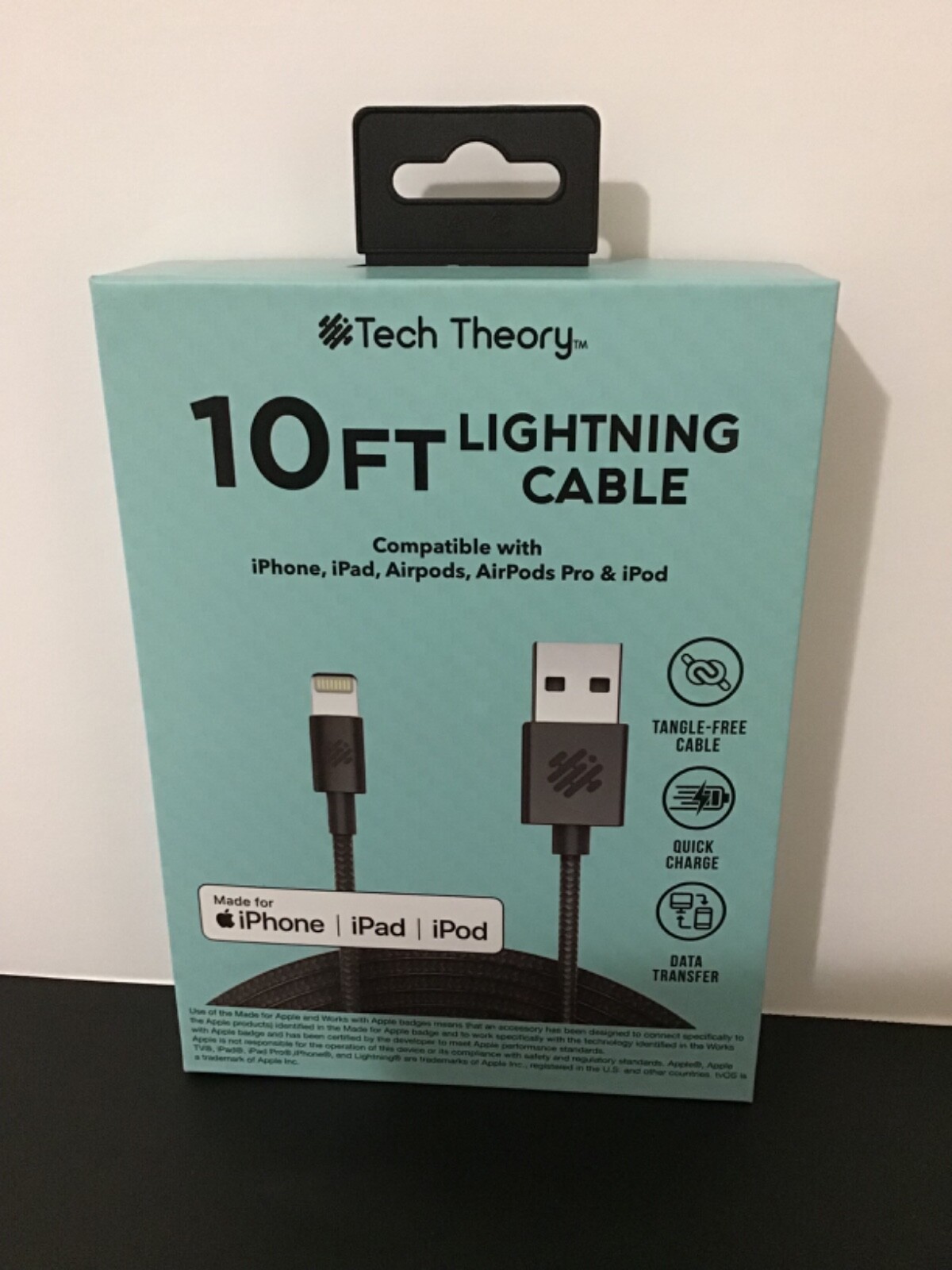 NEW Tech Theory 10ft Cable Compatible with iPhone, iPad, iPod-Charge/Transfer