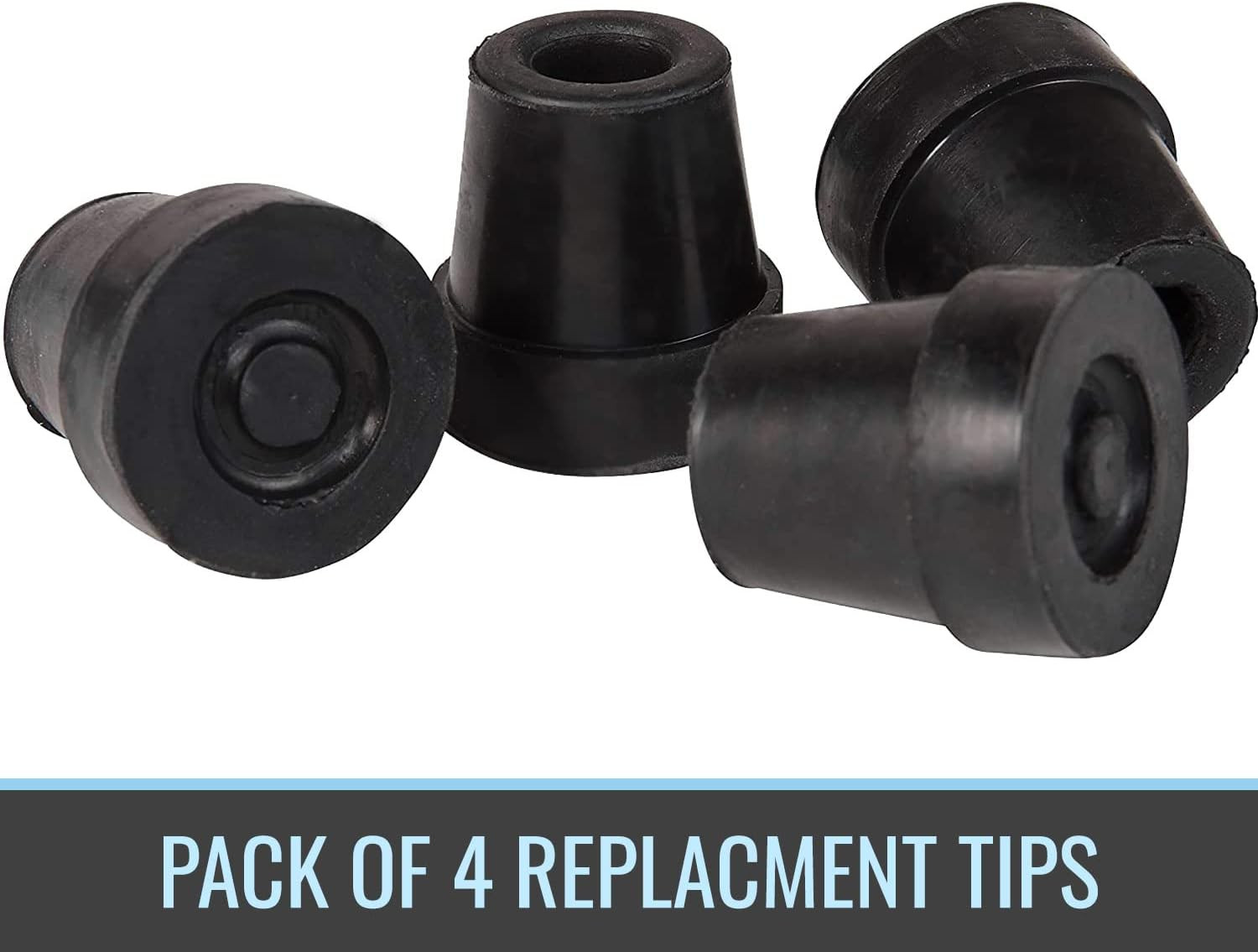 Durable Replacement Quad Cane Tips, Extra Stability, No-Slip Grip, 1/2 Inch, FSA