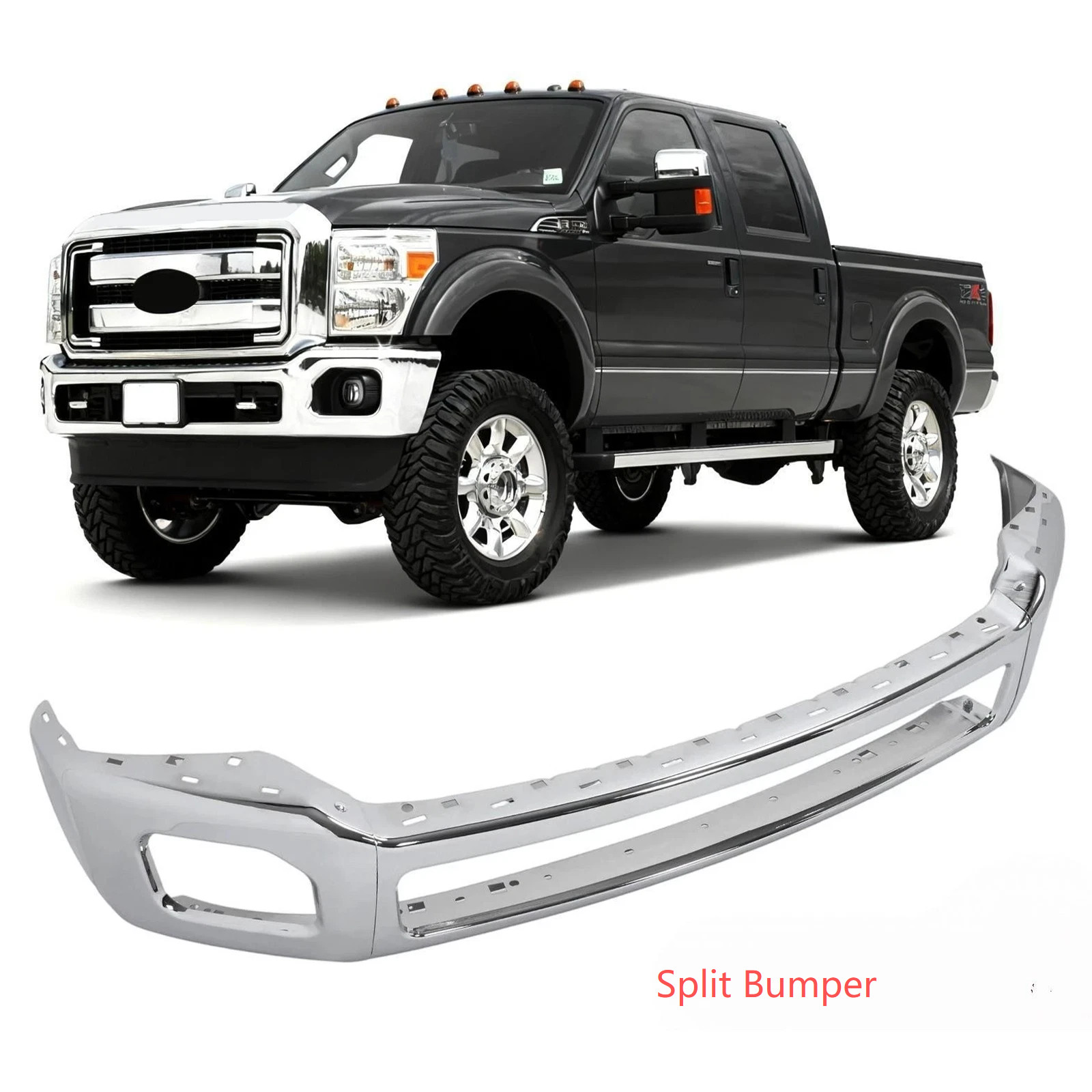 Chrome Front Bumper Face Bar For 2011-2016 Ford F250 F350 Super Duty w/ Fog Hole