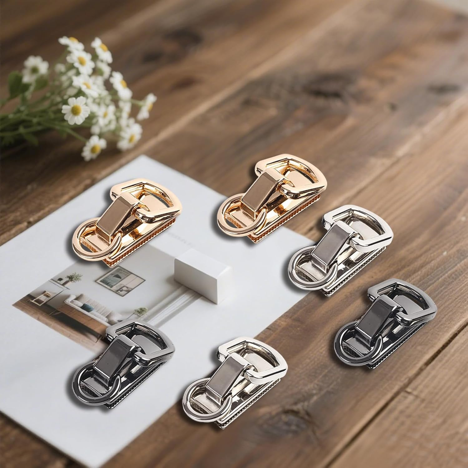 6 Pack Purse Strap Buckle Hardware Metal Side Clips | Strap Connectors for Leath