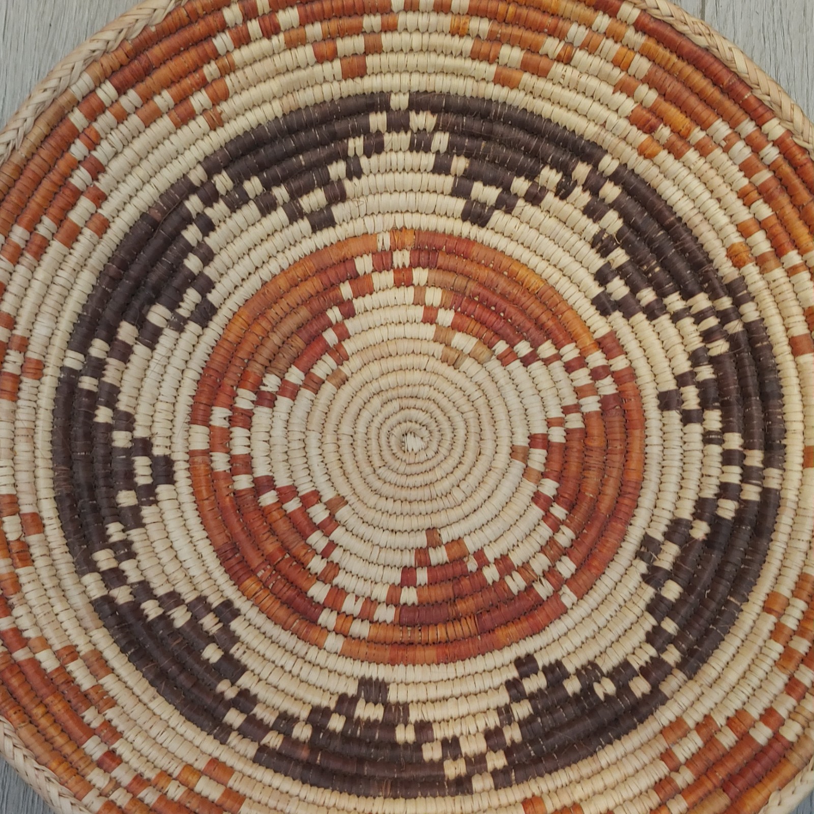 Hand Woven Basket Bowl Star Pattern 14.5"