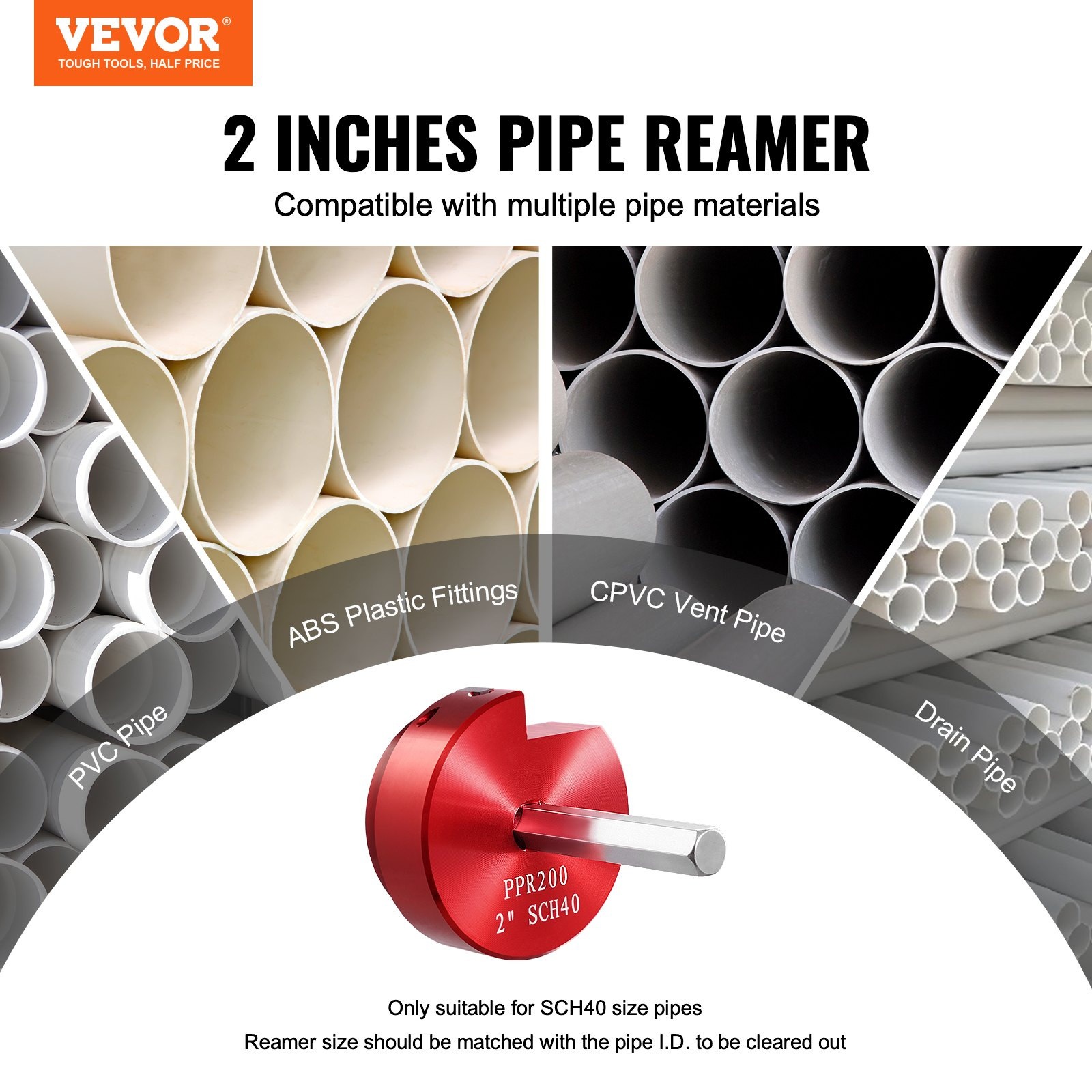 2 In PVC Pipe Reamer, Aluminum Alloy, PVC Pipe Fitting Saver, Vent Lines