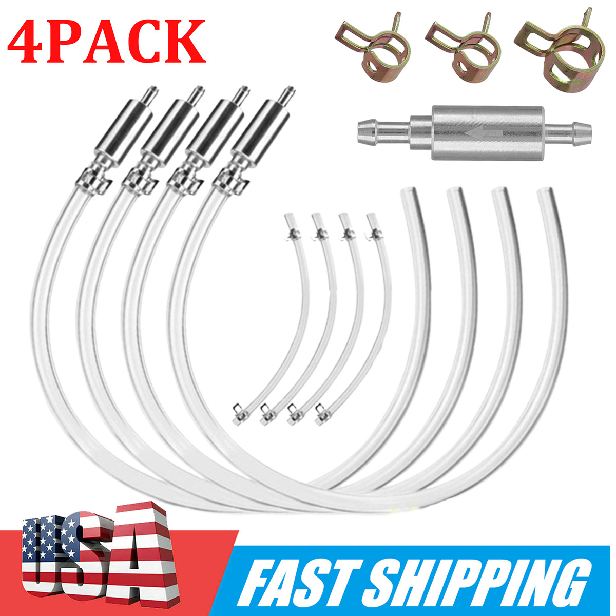 New 4 PCS Brake Bleeder Hose, One Way Check Valve Tube Bleeding Tool Kit Silver