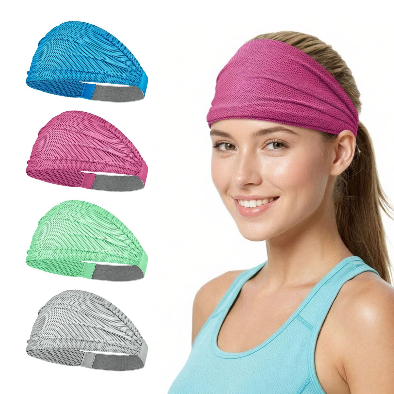 Sukeen Wide Headbands for Women, Instant Cooling Elastic Non-Slip Workout Hea...