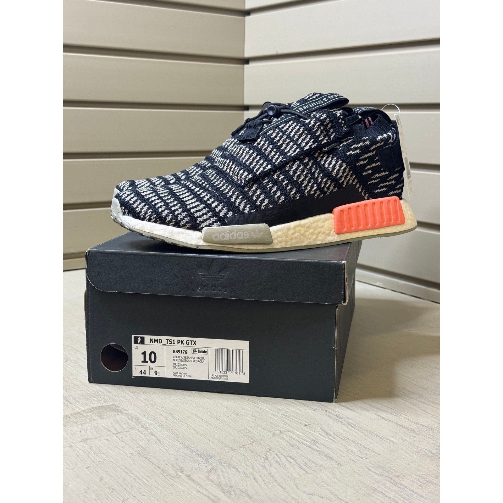Adidas NMD TS1 PK GTX BB9176 Primeknit Black Sesame Men’s Running Shoes Size 10