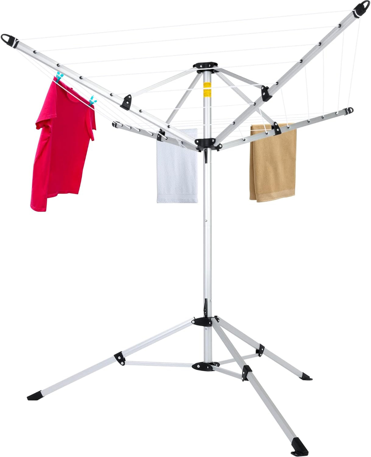 Outdoor Clothes Drying Rack Aluminum 4-arm Umbrella with Ground Stake and Carry