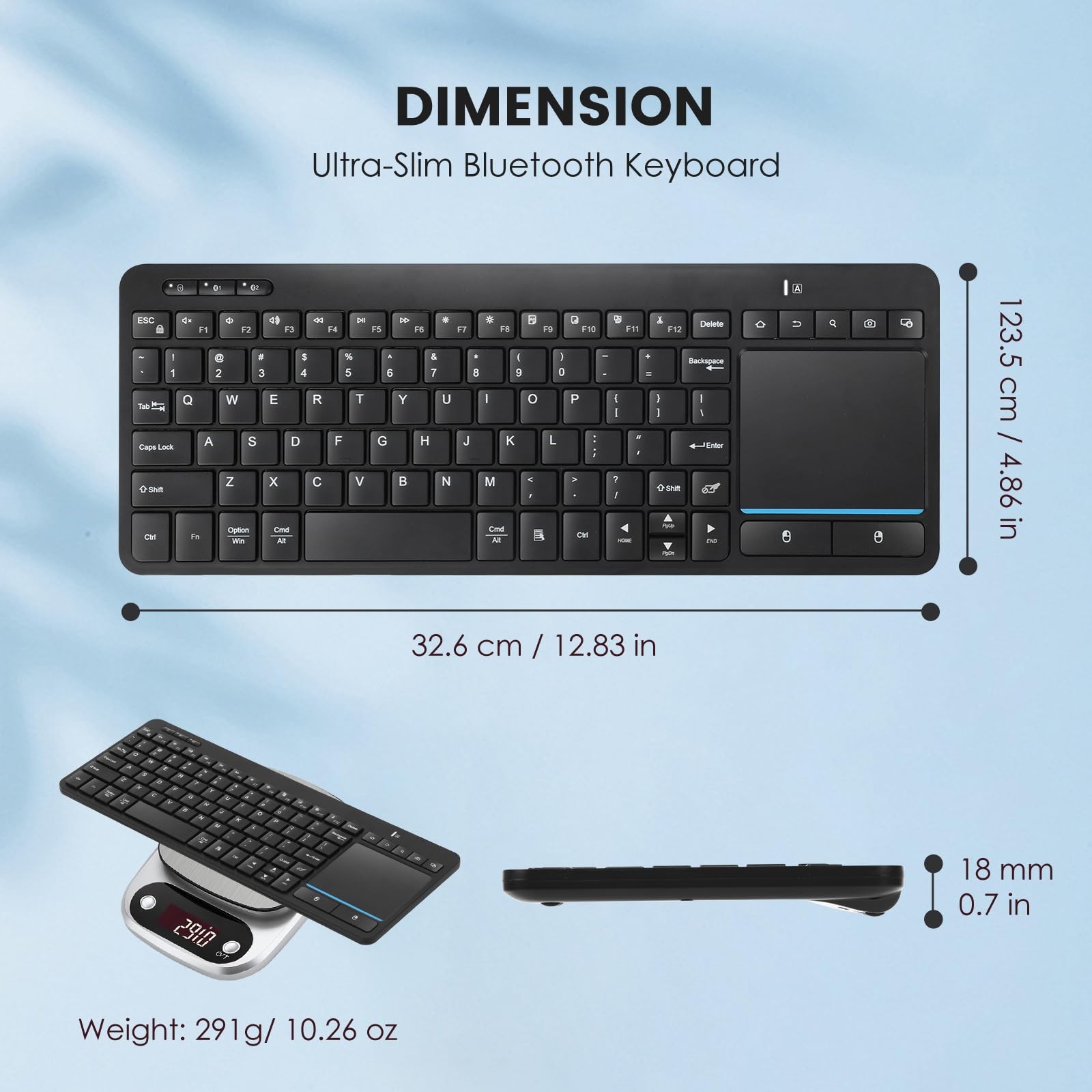 Wireless Bluetooth Keyboard With Trackpad For PC Android Chrome OS Tablet