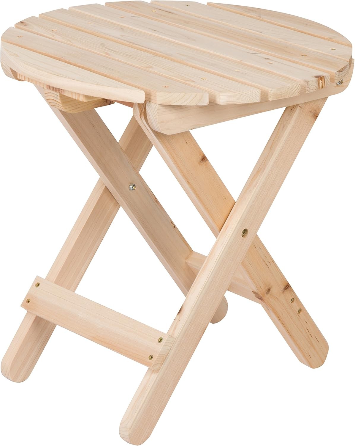 Round Wooden Folding Solid Side Table Outdoor Adirondack Small Patio Natural