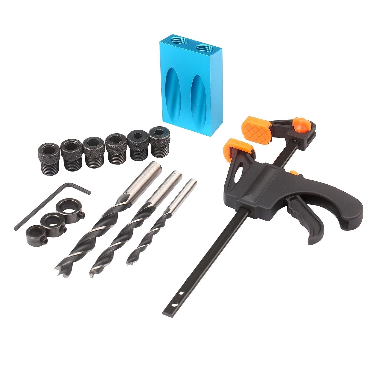 15Pcs Pocket Hole Jig 15 Degree Dowel Drill Joinery Kit Hole Screw Jig with 6...