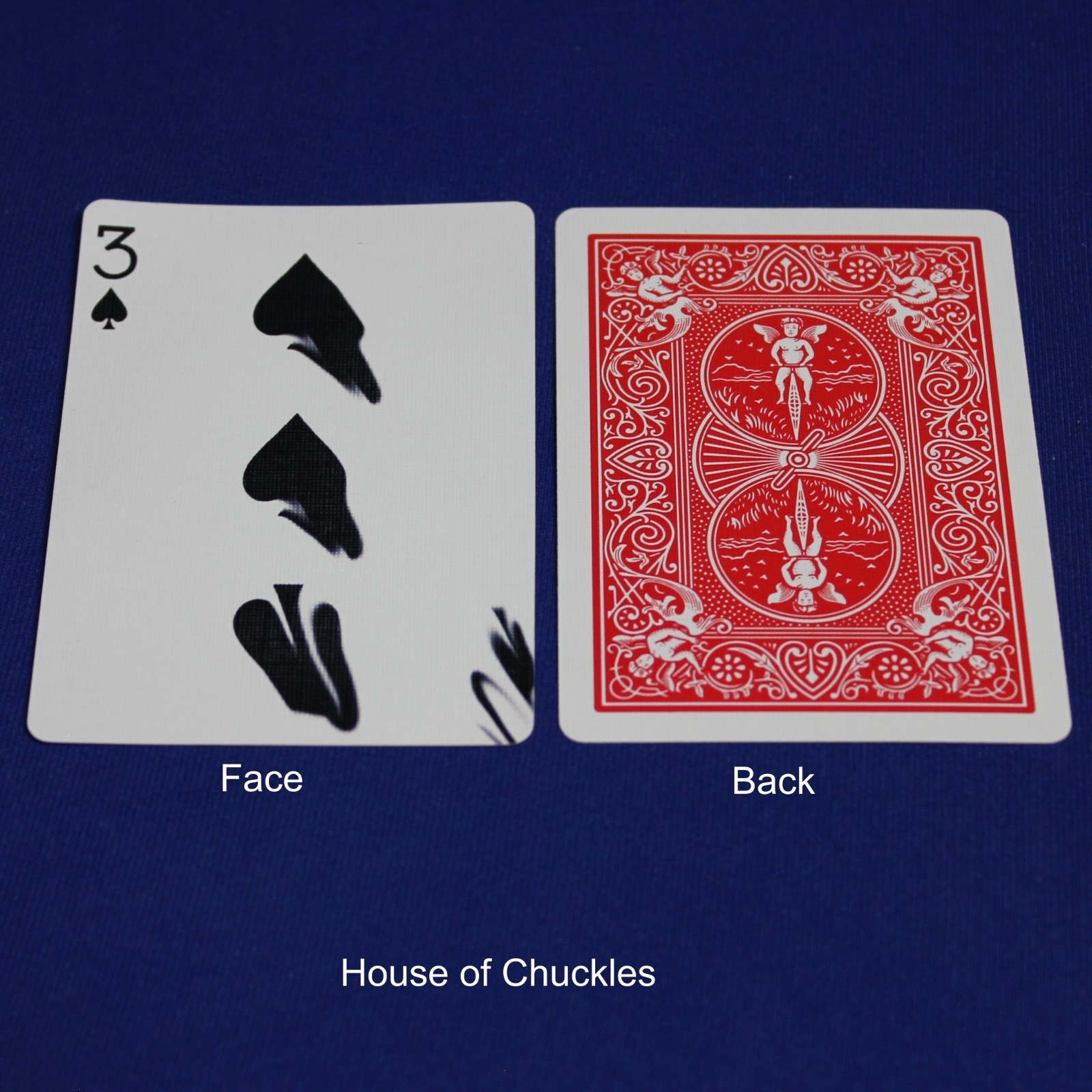 3 of Spades, Smeared, Bicycle Printed Gaff Card, Red