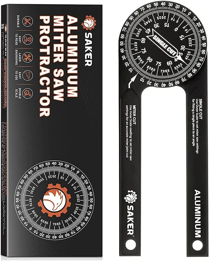 Saker Miter Saw Protractor|7-Inch Aluminum Protractor Angle Finder Featuring Pre