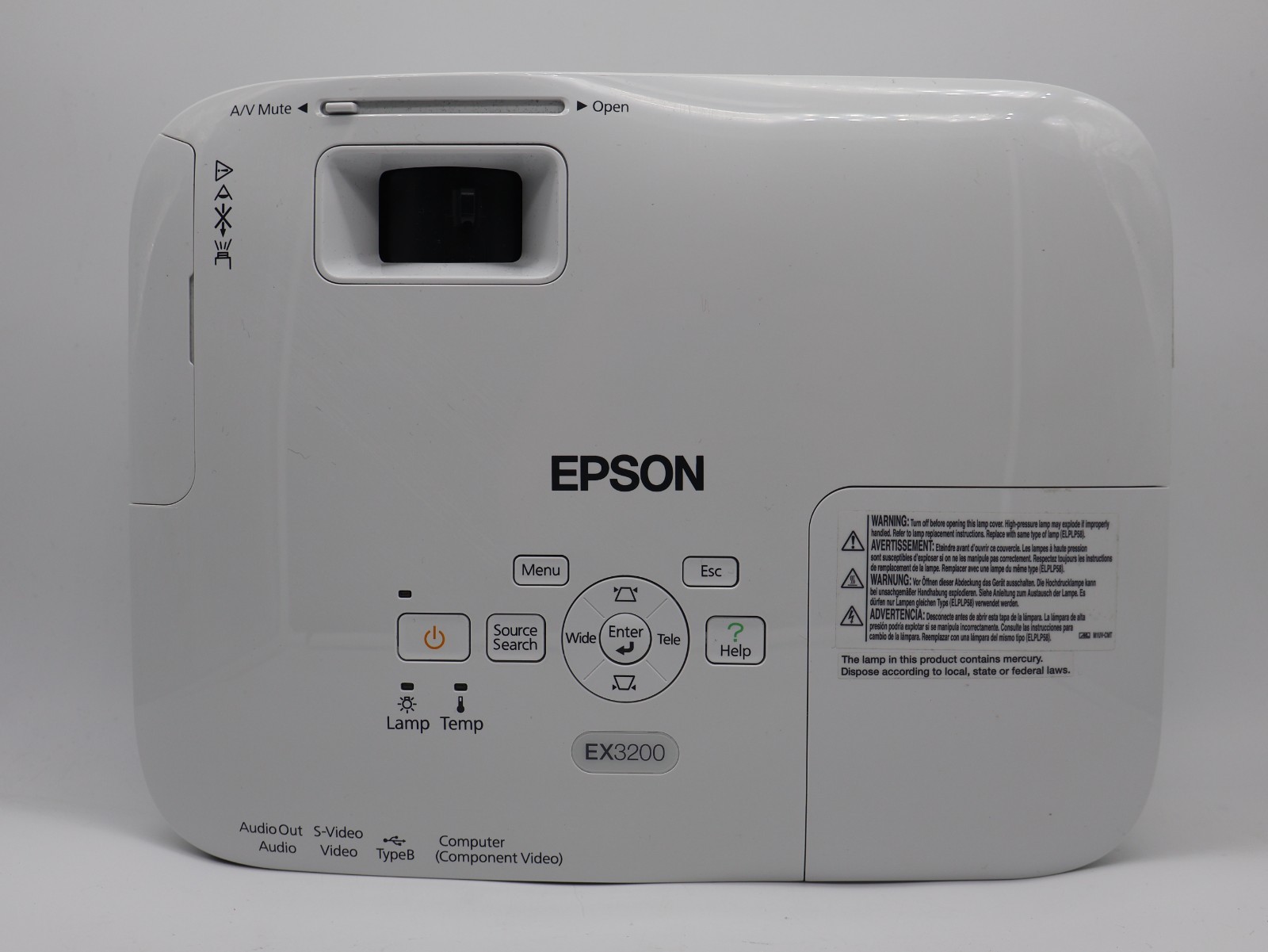 Epson EX3200 LCD Projector - VGA - Lamp Runtime: Only 108 Lamp Hours