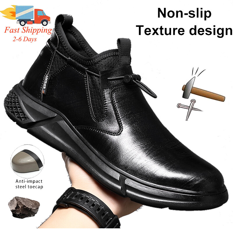 Men'S Steel Toe Cap Work Boots Waterproof Safety Shoes Slip On Shoes Lightweight