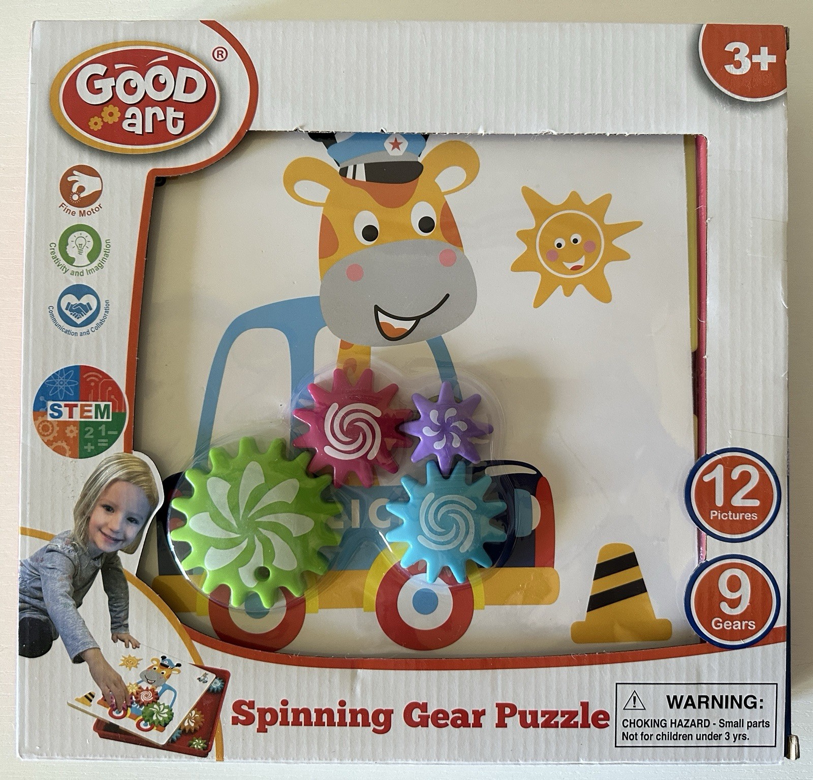 Good Art Spinning Gear Puzzle STEM Toy 12 Pictures 9 Gears Ages 3+ New Sealed