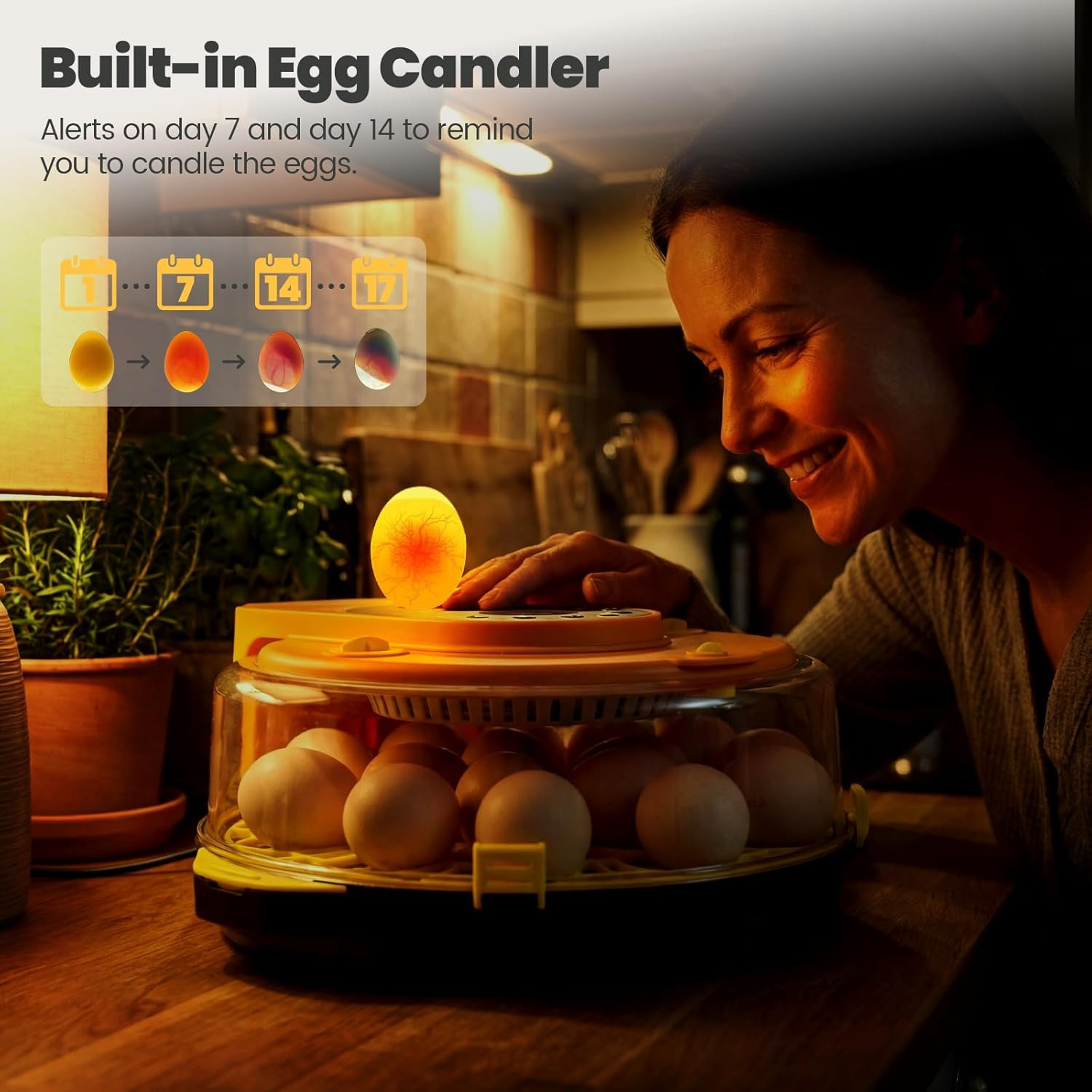 Incubators for Hatching Eggs -15-Egg Automatic Egg Chick Incubator with 5 Smart