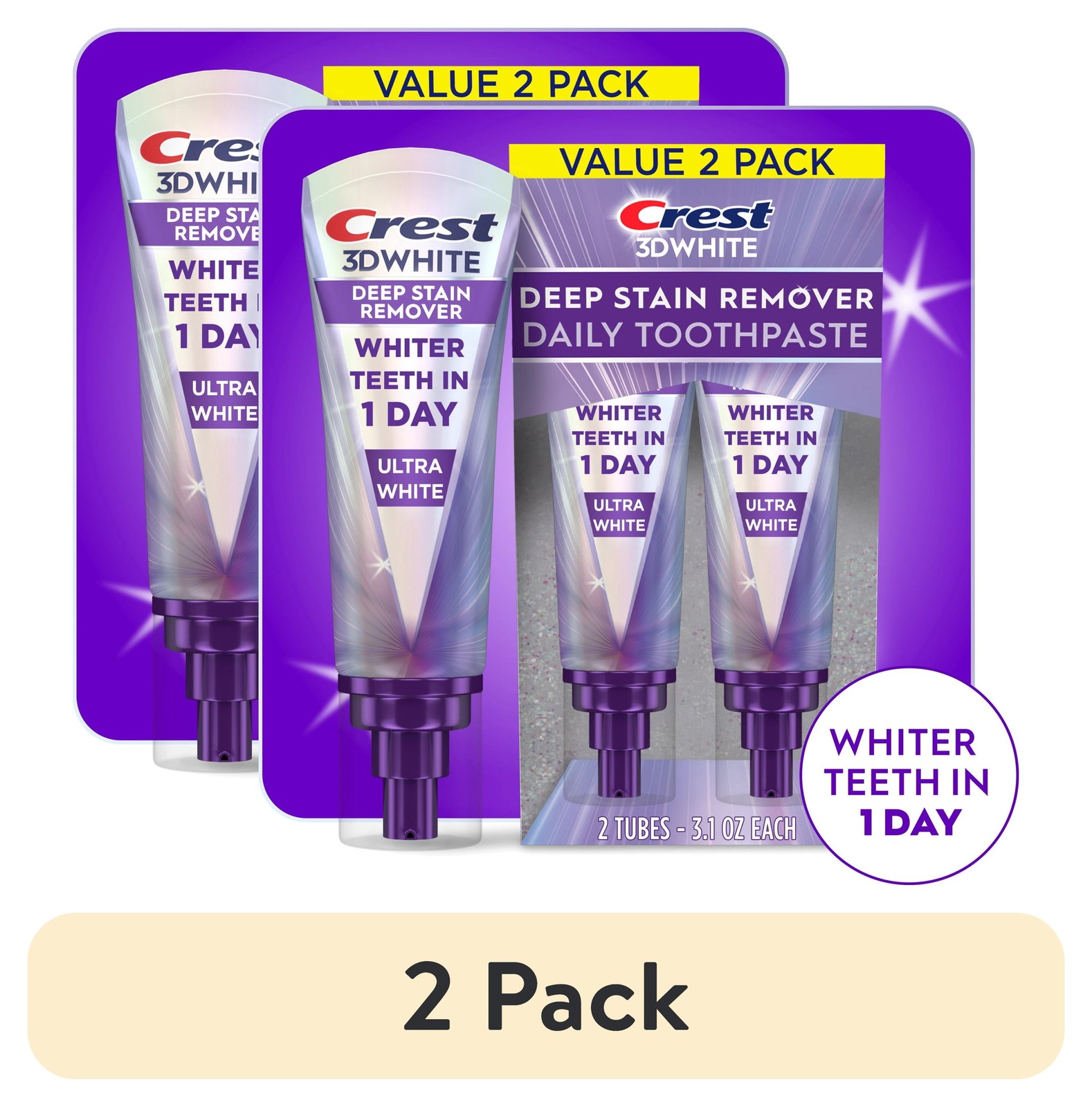 (2 pack) Crest Toothpaste 3DWhite Deep Stain Remover Ultra White - 3.1oz/2pk